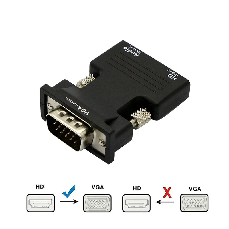 HDMI-compatible Female to VGA Male Converter 3.5mm