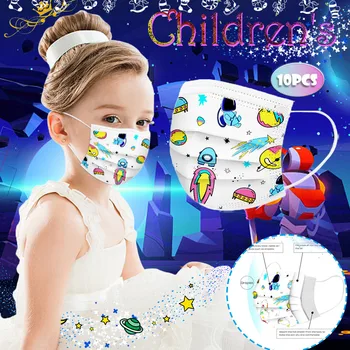 

10PC Cartoon Kids Disposable 3 Layer Child Hygiene Thicken Children's scarf Face Mouth Earloop outdoor Fast Delievry