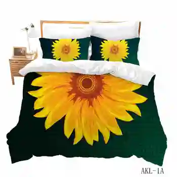 

New Fashion beddroom decor 3d print Sunflower bedding set king size luxury Home textile duvet cover With Pillowcase bedclothes