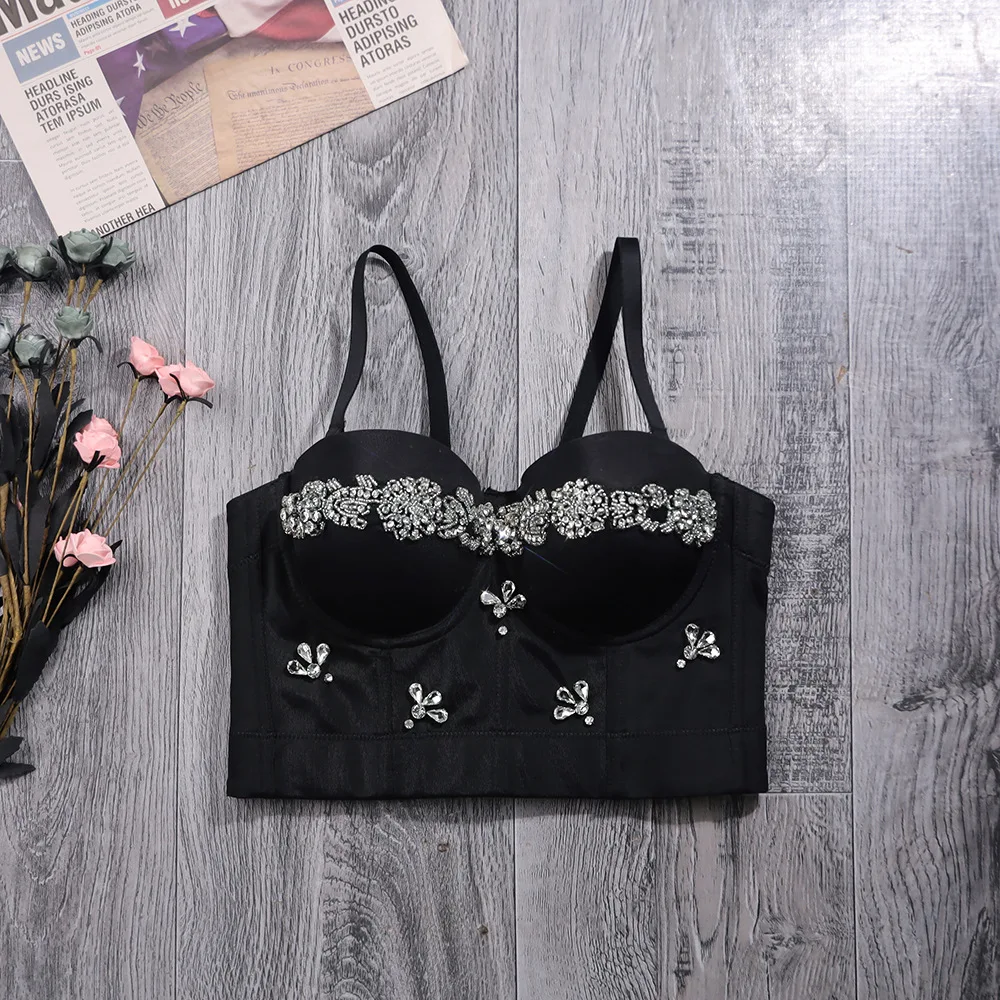 A1050 Korean Party Wrapped Chest Slim Pad Fish Bone Camisole Women New Sexy Small Steel Bustier Corset Vest Crop Tops