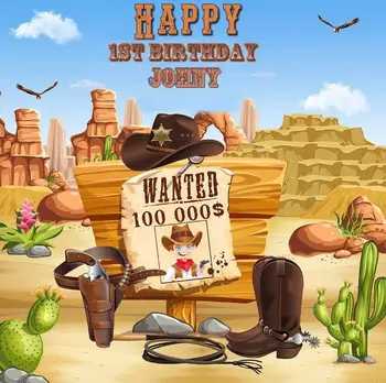 

Custom Cowboy desert Wild West Cactus birthday party photo background photography backdrops quality vinyl