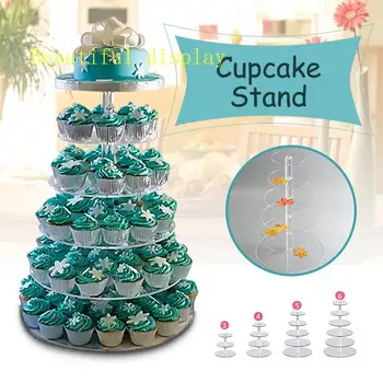 

3/4/5/6 Tier Clear White Round Cup Cake Stand Acrylic Cupcake Stand Supplies Display Tower Wedding Birthday Party Decoration