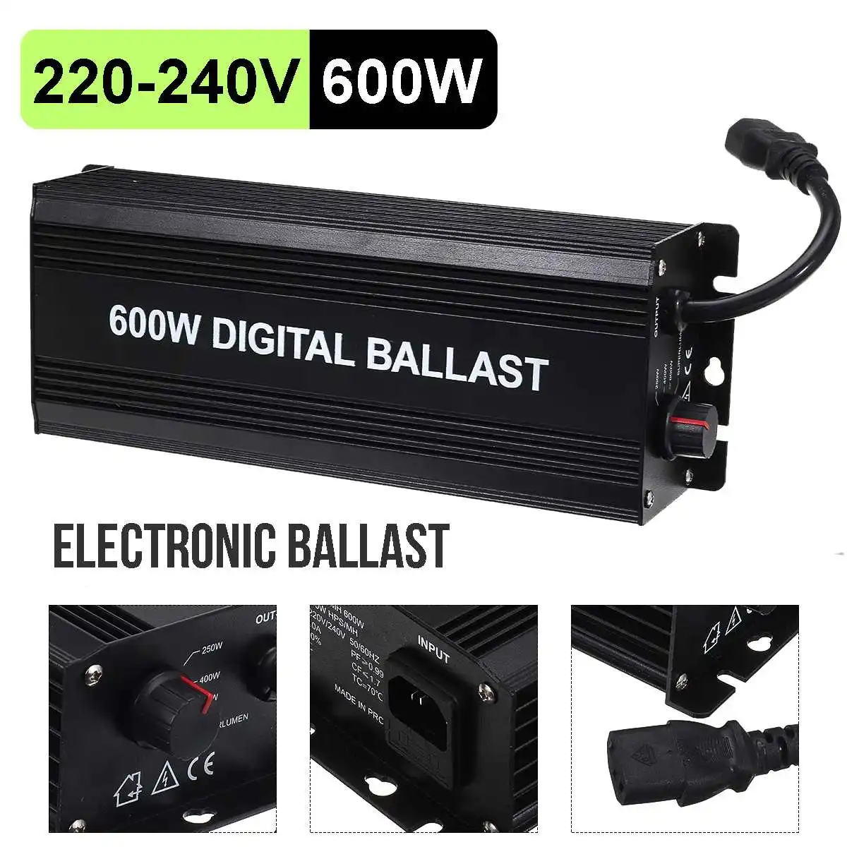 Digital 600W Ballasts for Garden Planter Grow Lights HPS MH Bulbs