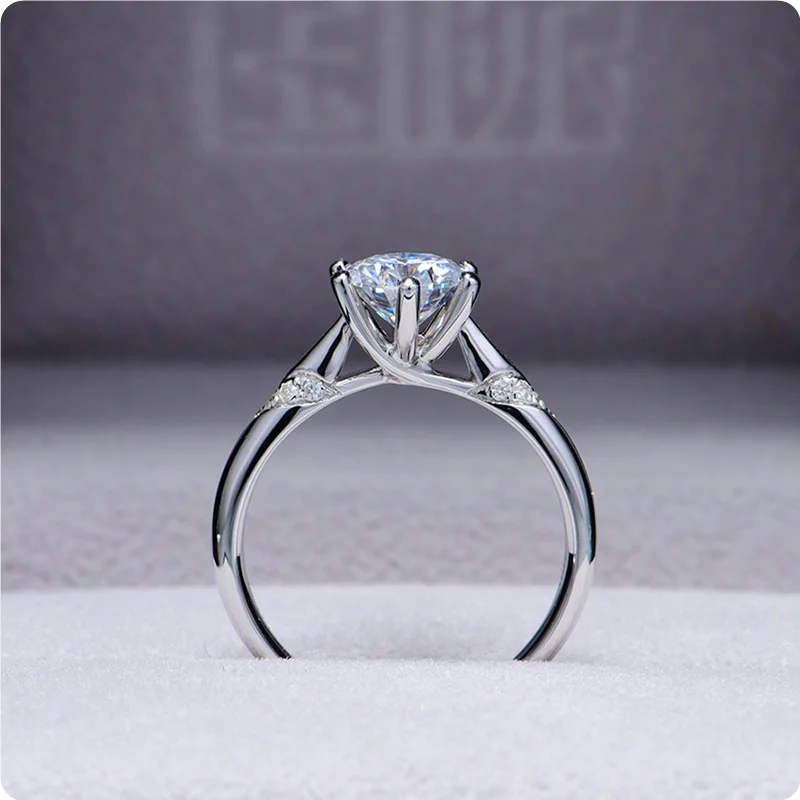 Кольцо из чистого белого золота 18 К 1ct 2ct 3ct с круглой огранкой и муассанитом, однорядное кольцо для помолвки, юбилейное кольцо для женщин
