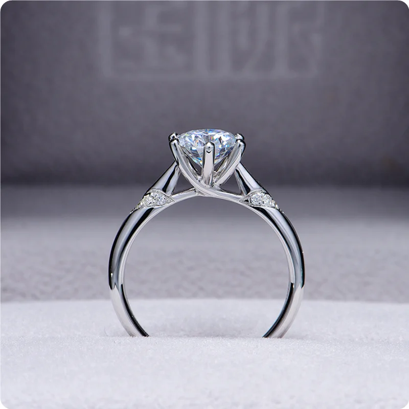 Кольцо для помолвки 18K белое золото 1ct 2ct 3ct круглое блестящее разрезаемое