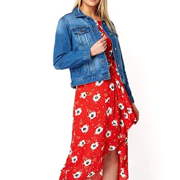 

Going Out Lightweight Stylish Travelling Casual Summer Denim Ladies Cropped Fitted Long Sleeve Cover Up Women Jacket Holiday