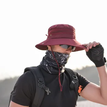 

Men bucket hat fishing outdoor soild color large bucket hats cap men's panama hat