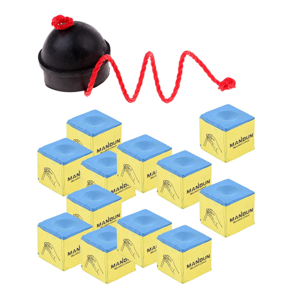 Box Of 12 Cubes Of Pool Cue Chalk Replacement With Chalk Cap Saver