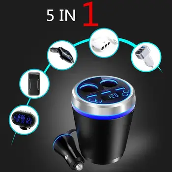

5V 3.5A 3 USB Car Charger Fast Charging QC Phone Aluminum Charger Adapter Cigarette Lighter Splitter With Voltage LED Display