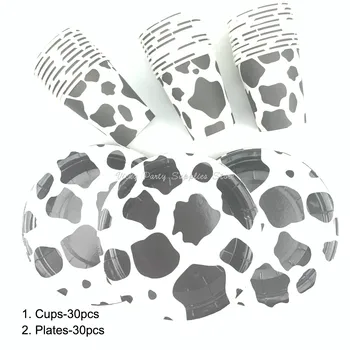 

60pcs/lot Cute Cow Theme Party Disposable Tableware Cartoon Animals Cow Birthday Baby Shower Farm Cow Party Decoration Supplies