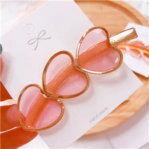 Pink Модный корейский стиль шпильки из сплава милые девушки милые конфеты Сердце заколки для волос для женщин летний боковой зажим - Цвет: Pink