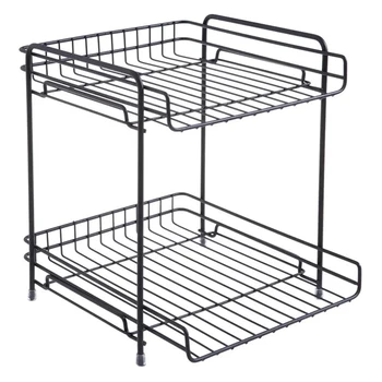 

Double-Layer Tableware Storage Rack Holder Shelf Dish Drain For Kitchen Storage Racks Holders Tools Shelves Black
