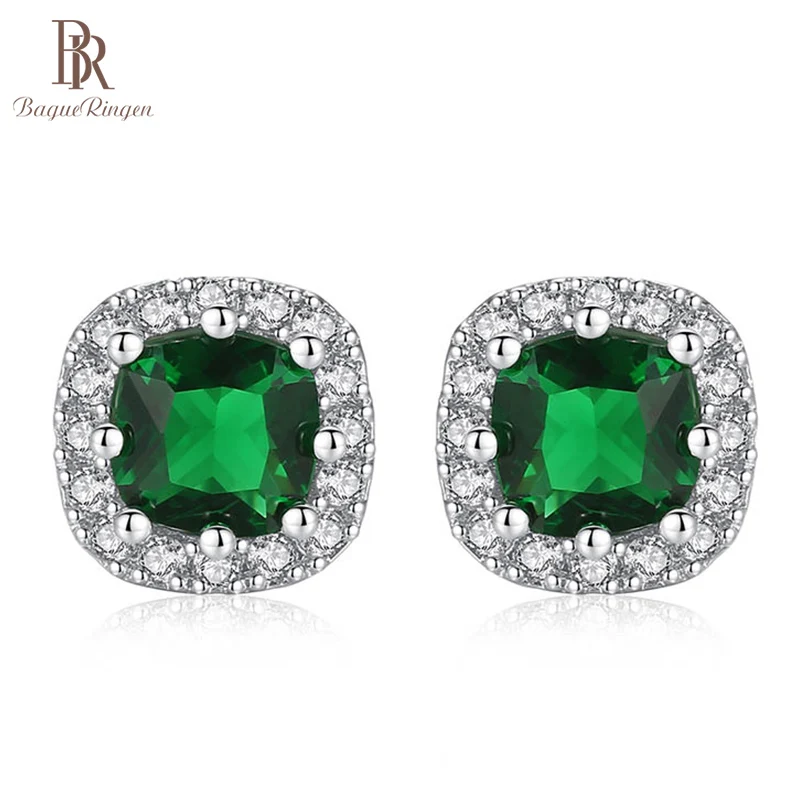 Женские серьги гвоздики Bague Ringen из серебра 925 пробы модные ювелирные украшения с
