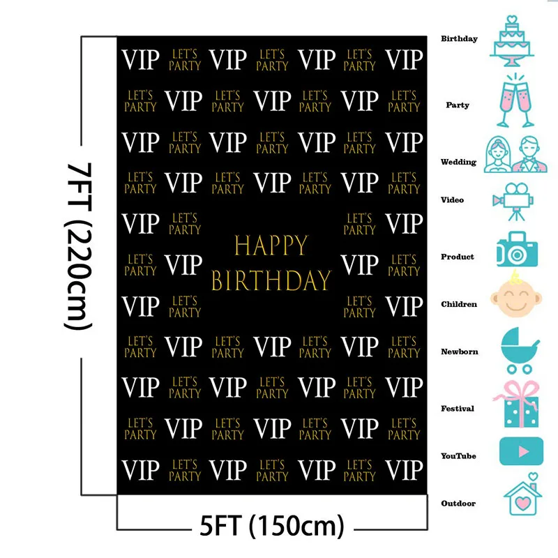 NeoBack VIP с днем рождения фотографии фонов Повтор шаг VIP фон для фото черный фото фон