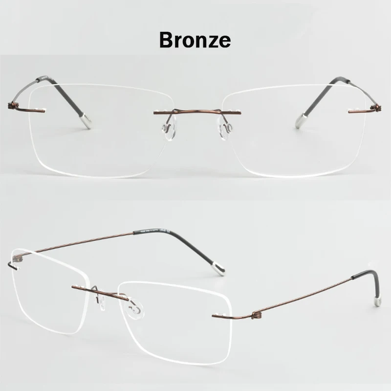 bronze Очки без оправы, мужские, Sqaure, металлические, оптические очки, оправа для женщин, дизайнерские, на заказ, линзы, очки, компьютерные, Espejuelos En Oro - Цвет оправы: bronze