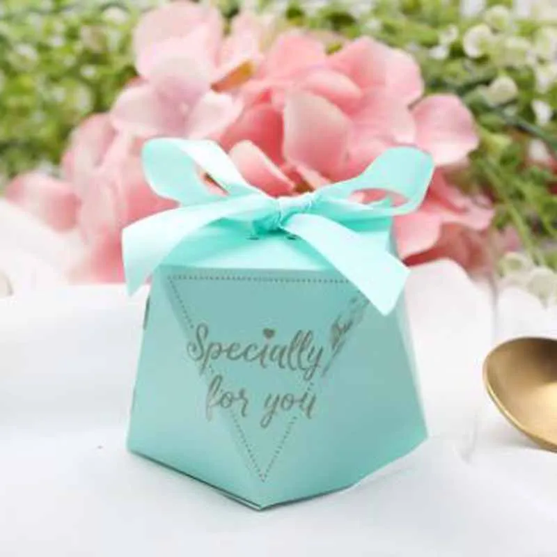 Blue box blue ribbon DIY, 50 коробок+ 50 лент, 19 видов, стильная Алмазная коробка для конфет, Свадебная коробка для конфет, лесная свежая серия, Подарочная коробка для конфет, вечерние принадлежности - Цвет: Blue box blue ribbon