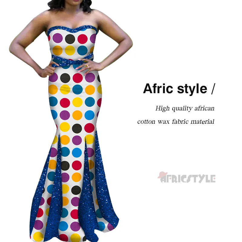 

In 2020, the new Dashiki Dresses Traditional African Sleeveless Flounced Dress For Women Custom Skirt Suit model WY6288