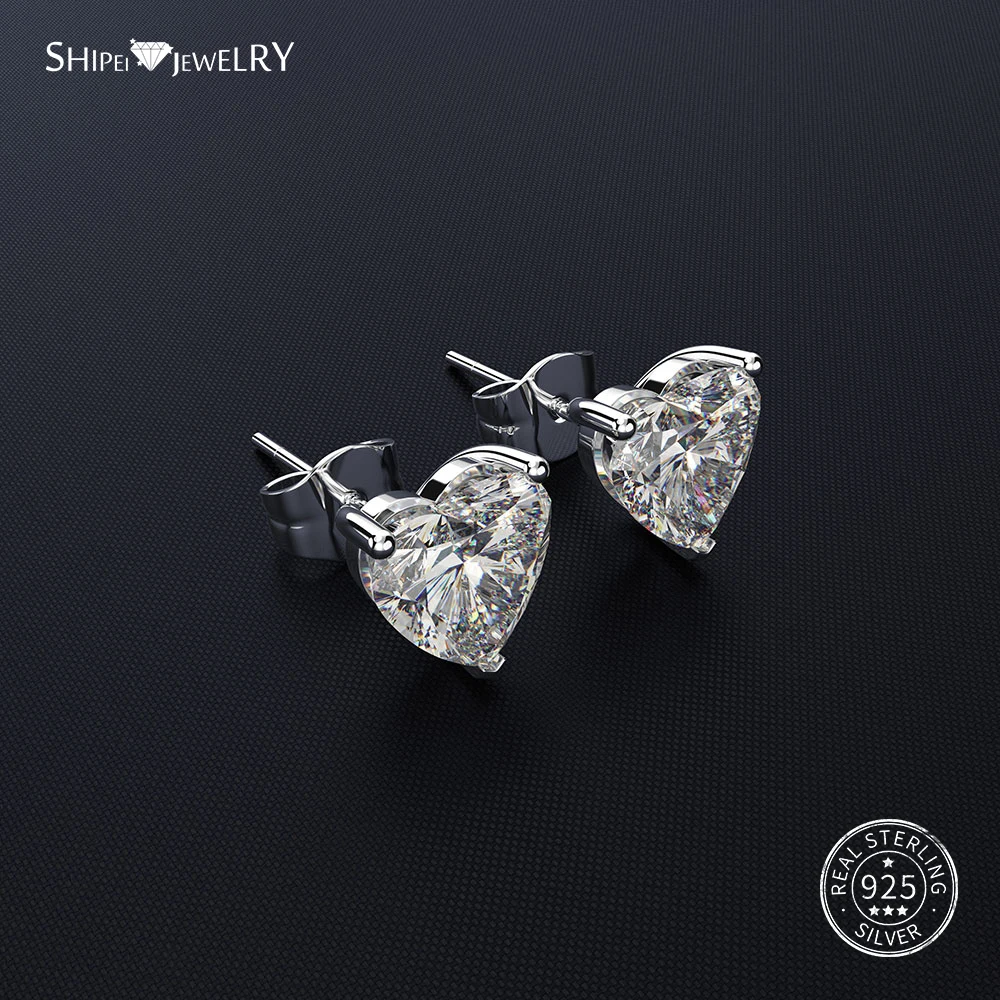 

Shipei Sapphire Heart Stud Earrings for Women 925 Sterling Silver Hypoallergenic Heart Stud Earrings for Women Birthday Gift