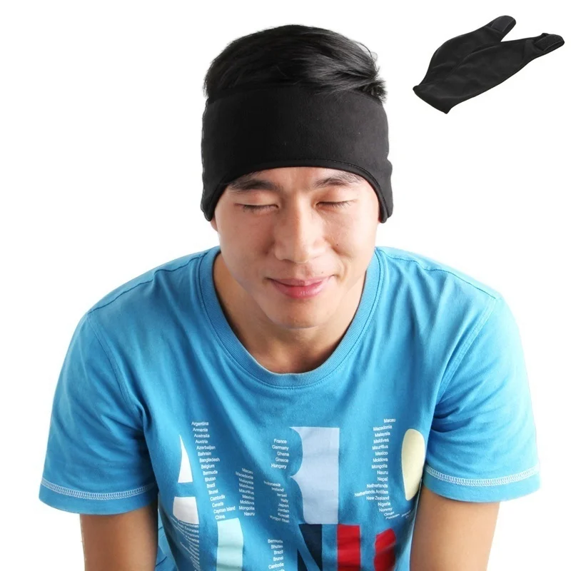 Winter double fleece head warmer with earmuffs ear wrap with Velcro