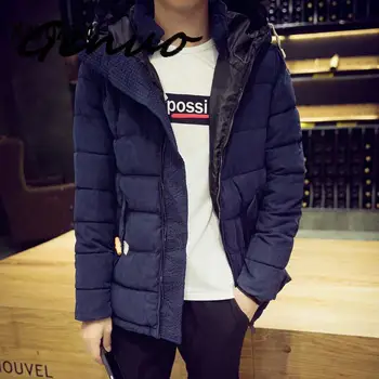 

Genuo Winter Jacket Men Brand Men Coat Fashion Casual Hooded Warm Winter Jacket Mens Slim With Wool Collar Jacket XXXL