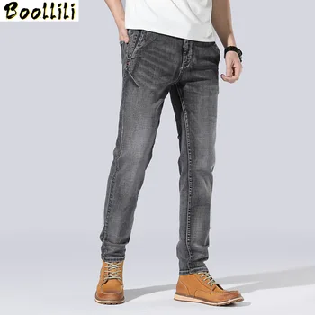 

Autumn 2020 Men's Jeans Business Casual Straight Loose Dark Grey Stretch Denim Trousers Classic Men Plus Size28 -44 46 48