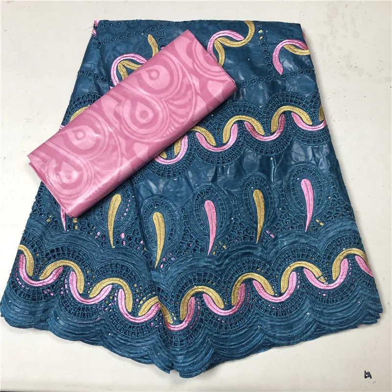 

100% Cotton Embroidery Bazin Riche Brocade Lace Fabric with Stones African Handmade Bazin Brode Lace Fabric for Women Dress