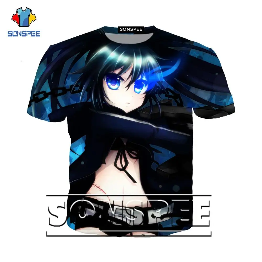 

black rock shooter Anime T shirt Men/Women 3D Print Harajuku T-shirt Cartoon Summer Fashion Streetwear Tops u2