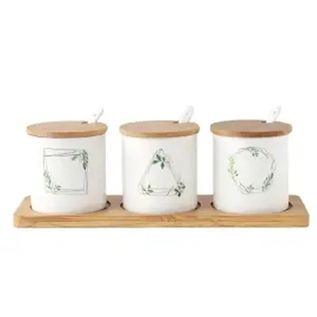 

Ceramic Creative Kitchen Seasoning Pot Set MSG Salt Seasoning Bottle Restaurant Snack Point Condiment Pot Salt Pot Spice Set