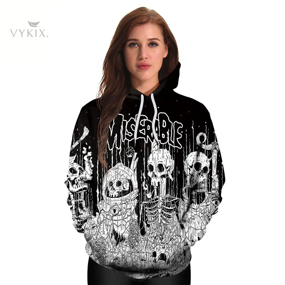 Women Hoodies New Hiphop Hoodies Halloween Skeleton 3d Printing Funny Autumn Sweatshirt Thin Hoodie Coats Casual Sportswear