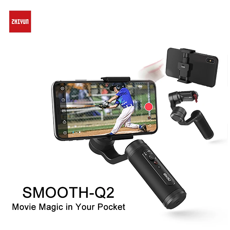 ZHIYUN Q2 Smartphone Gimbal 3-Axis Handheld Stabilizer for Gopro iPhone XS XR 8 7P Huawei P30 Mate 30 pro Samsung S9 S8 | Электроника