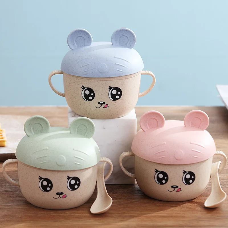 2 шт./компл. милая детская мультяшная миска посуда из пшеничной соломы детский