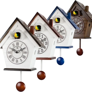 

Wood Cuckoo Mechanism Bird Living Room Pendulum Clock Wall Bell Garden Modern Bedroom Decor Gift Bathroom Clock Scenic 50