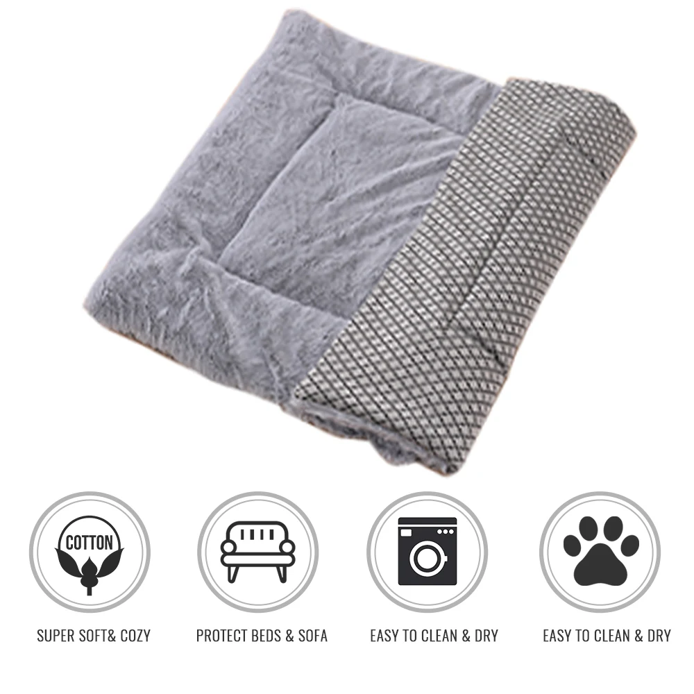 Short plush grey Утолщенное теплое одеяло для кошек и собак, кровать для кошек, кровать для собак, коврик для питомцев, зимний спальный чехол для щенков, полотенце, подушка для маленьких, средних и больших собак - Цвет: Short plush grey