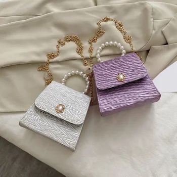 

Creative Design Women Pearl Tote Shoulder Bags Solid Elegant Classic Texture Chic PU Fashion Small Messenger Pouch