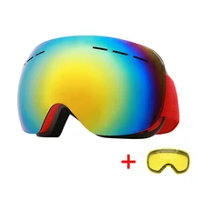 Мужские и женские лыжные очки с линзой ночного видения, зимние, UV400, противотуманные, лыжные, для катания на коньках, для улицы, HD, сноуборд, очки, маска