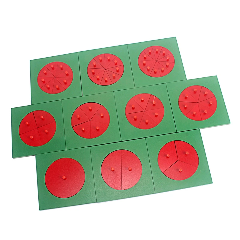 Educational Toys Math Toys Fraction Math Manipulatives Monterssori Mathematics Decompose Fraction Circle Square Triangle Solid Wood Materials for Children Learning