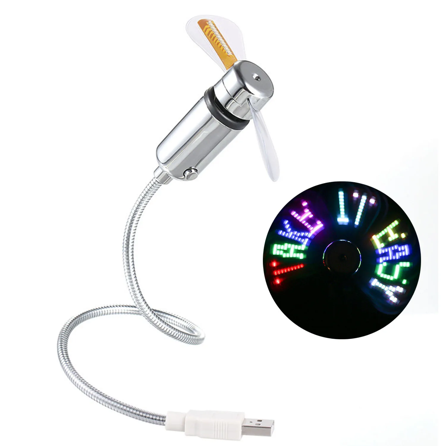 

UF-211-06RGB Mini USB Led Programmable Fan For Laptop Adjustable Display Summer Cooling Fans Office Desktop Gifts