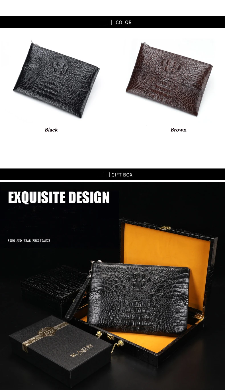 YILUNXI, новейший роскошный кошелек из крокодиловой кожи, мужская сумка из натуральной кожи, деловая вместительная мужская сумка-клатч, высокое качество, водонепроницаемые сумки