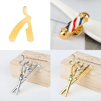 

dongsheng Barber Shop Barber Pole Brooches Hairdresser Tool Razor Badge Lapel Pin Backpack Bags Coat Jewelry For Men Women Gifts