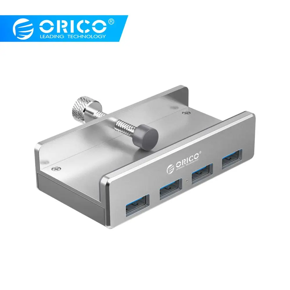 ORICO MH4PU алюминиевый 4 порта USB 3,0 Clip-хаб на зажиме для настольного ноутбука клип диапазон 10-32 мм с 100 см Дата-кабель-серебро