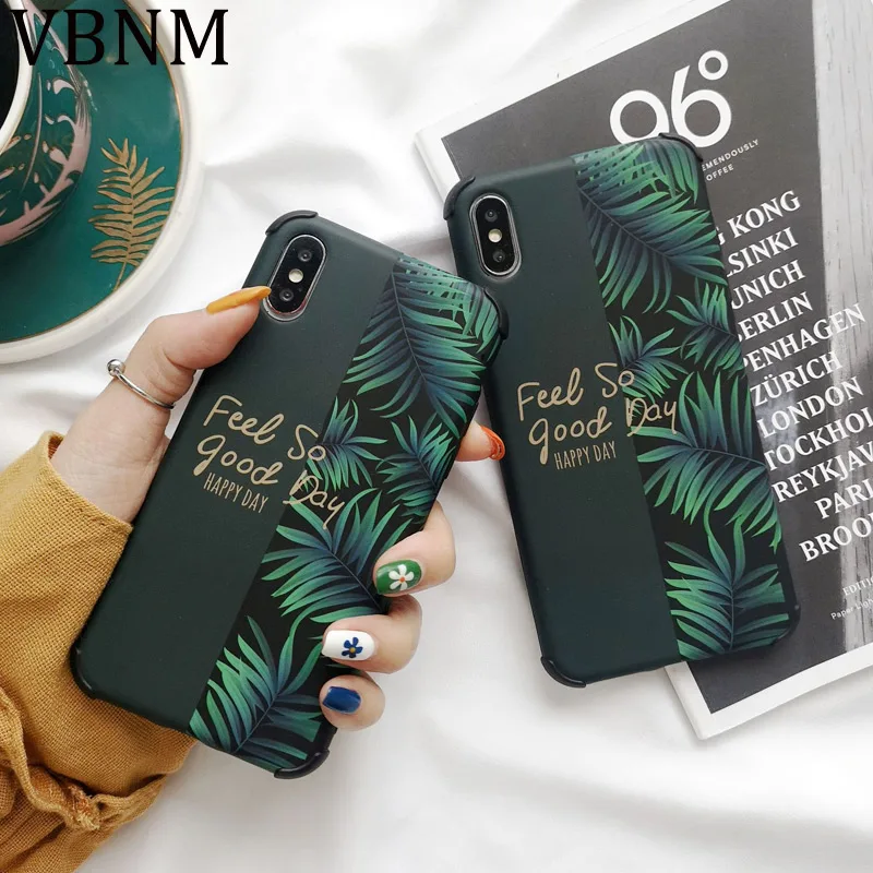 

Anti-knock Airbag Banana Leaf Phone Case For iPhone XR XS Max X 6 6S 7 8 Plus Soft IMD illustration Girl Bear Back Cover Coque