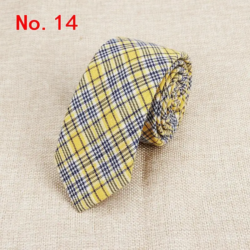 Модные клетчатые хлопковые галстуки для мужчин, классические узкие галстуки 6 см для шеи взрослого, черные, темно-синие, розовые, красные галстуки, узкие толстые Галстуки для шеи - Цвет: 14