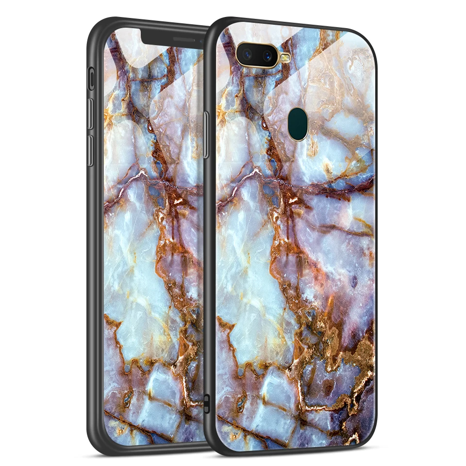 Для oppo A3 A3S A39 A5 A7 A57 ТПУ закаленное Стекло чехол для oppo AX5 AX7 модный противоударный чехол для телефона CPH1803 1901 1701 ракушками - Цвет: W345
