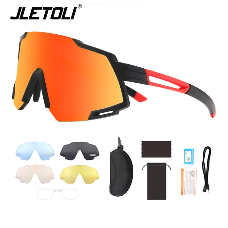 JLETOLI велосипедные очки Профессиональные поляризованные велосипедные очки мужские спортивные очки для велосипеда солнцезащитные очки ветрозащитные Анти-УФ 5 линз