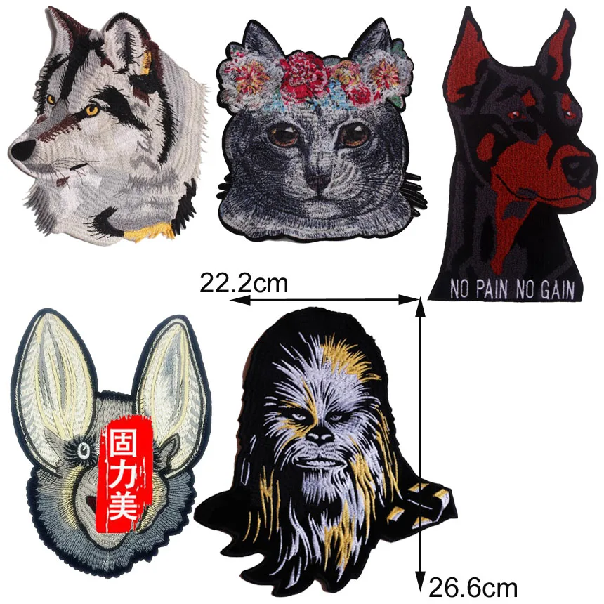2pc high quality lion dog wolf cat rabbit patches big size sewing on patch for coat jacket | Дом и сад