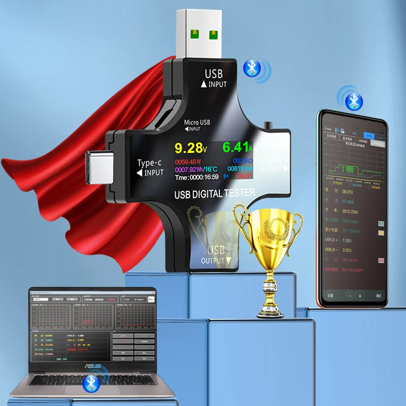 Цифровой вольтметр-Амперметр USB3.1 вольтметр-амперметр с разъемом Type-C 32 В 6 5 А для