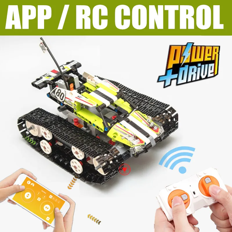 

New APP RC TRACKED RACER Car Electric Motor Power Functions Fit Legoings Technic City Building Block Bricks Model Kid Gift