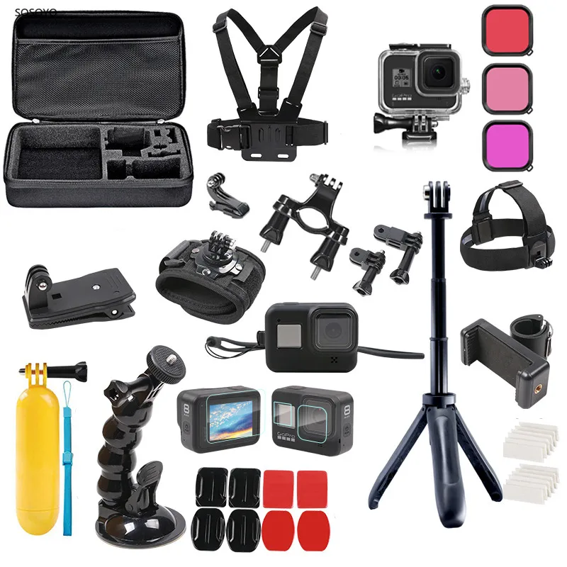For Gopro 8 Accessories Sets Waterproof Case Dive Filter Storage Bag