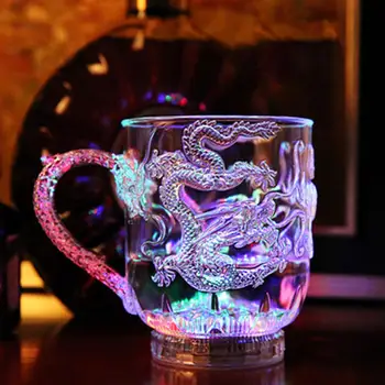 

Glasses Beer Cup Dragon LED Inductive Rainbow Color Flashing Light Glow Mugs For Party