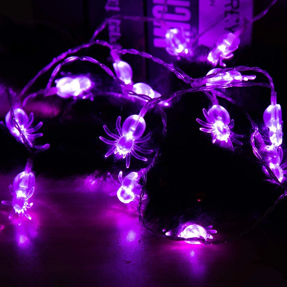 

6pcs Battery Powered Lamp DIY 6m 40 LED String Light Ghost Purple Bat Light festival easter Halloween Decoration string lights